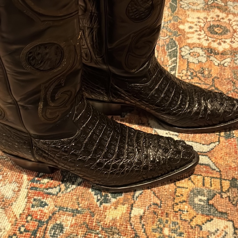 Black original Caiman Cowboy boots size 12 - Picture 7 of 7